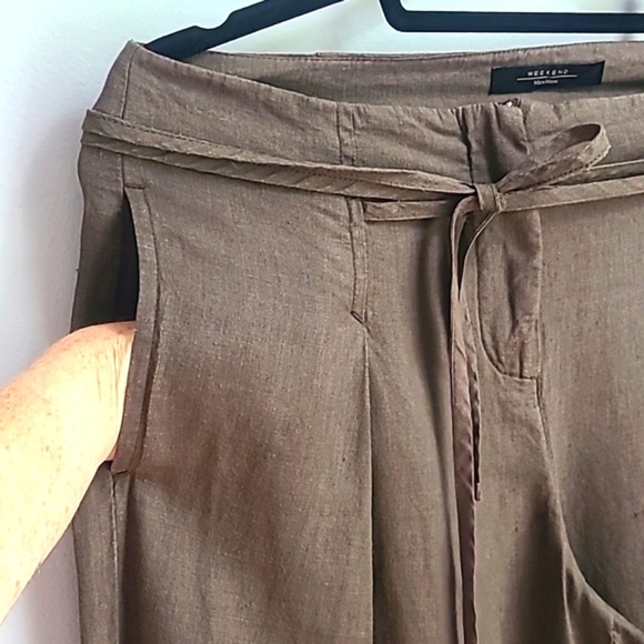 MaxMara Weekend Wide Leg Cropped Linen Pants - Picture 5 of 16